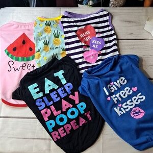 Set Of 5 Dog Or Cat Shirts Size Large See Measurements